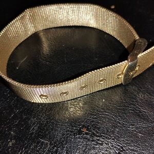 Gold Tone Vintage Art Deco Style 10 Mm Bracelet Soft Flexible Mesh Metal